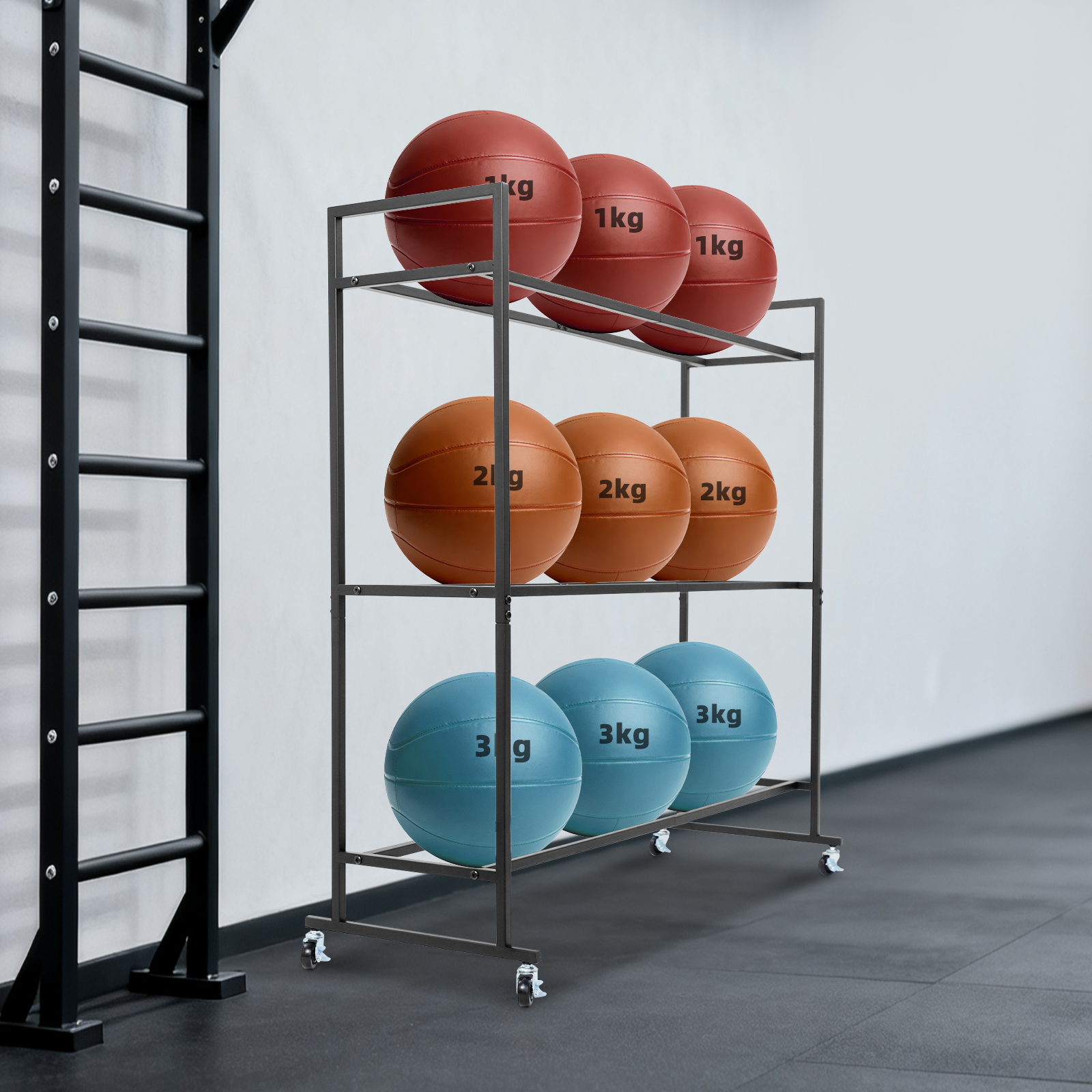 Yoga Fitness Studio - Yoga Ball Holder Storage Stand, 3-Tier