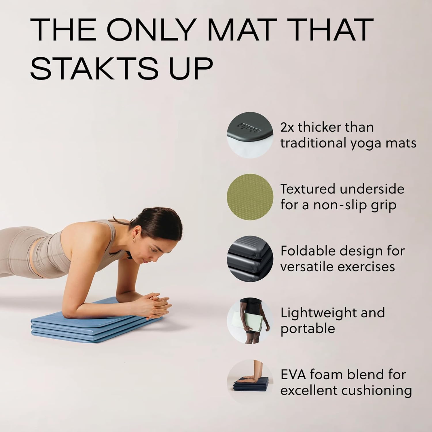 Foldable Yoga Mat in Blue, Pre - Yoga Fitness Studio ulasan dan harga