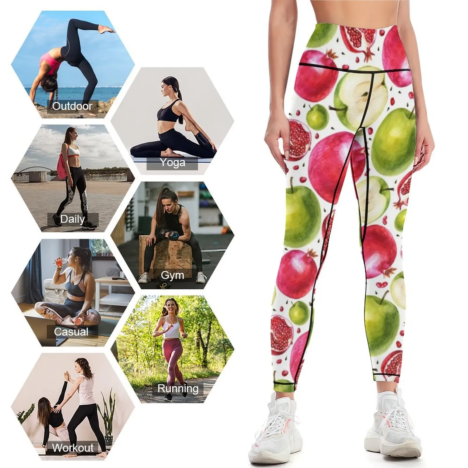 Watercolor pattern. Pomegranat - Yoga Fitness Apple ulasan dan harga