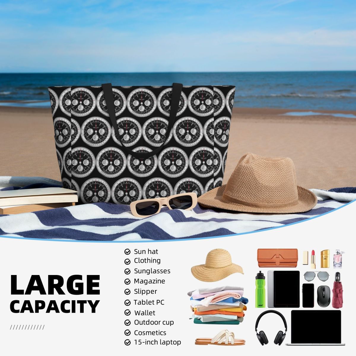 Black Luxury Watch Face Beach  - Yoga Fitness Watch ulasan dan harga