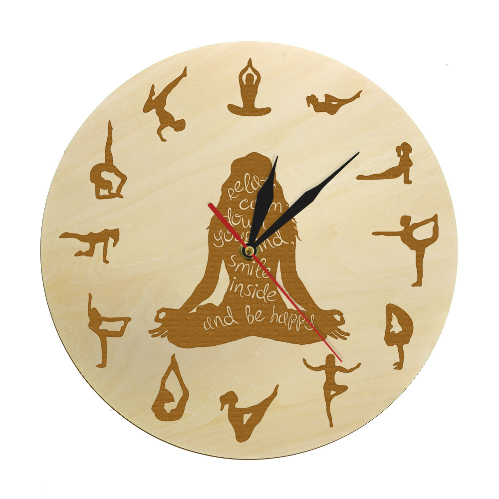 Yoga Pose Wooden Wall Clock Fi - Yoga Fitness Watch ulasan dan harga