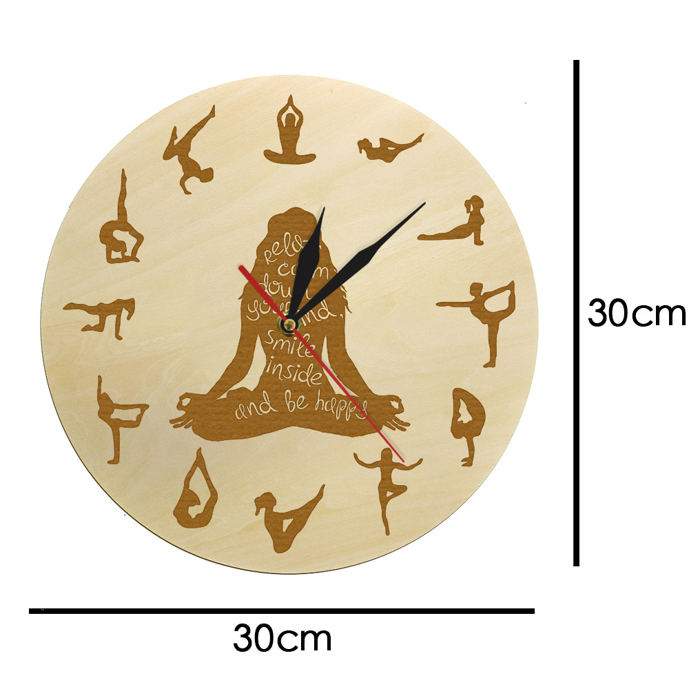 Yoga Pose Wooden Wall Clock Fi - Yoga Fitness Watch ulasan dan harga