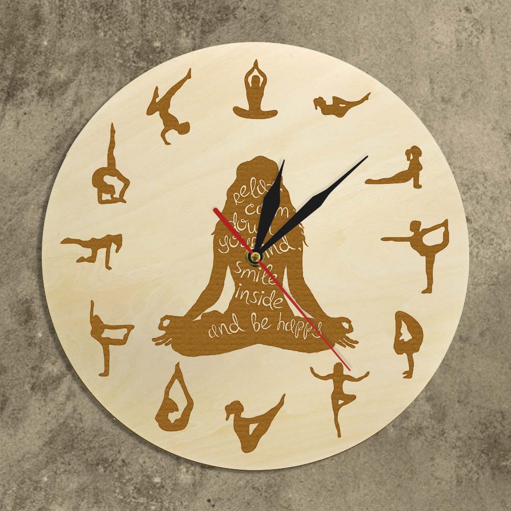 Yoga Pose Wooden Wall Clock Fi - Yoga Fitness Watch ulasan dan harga