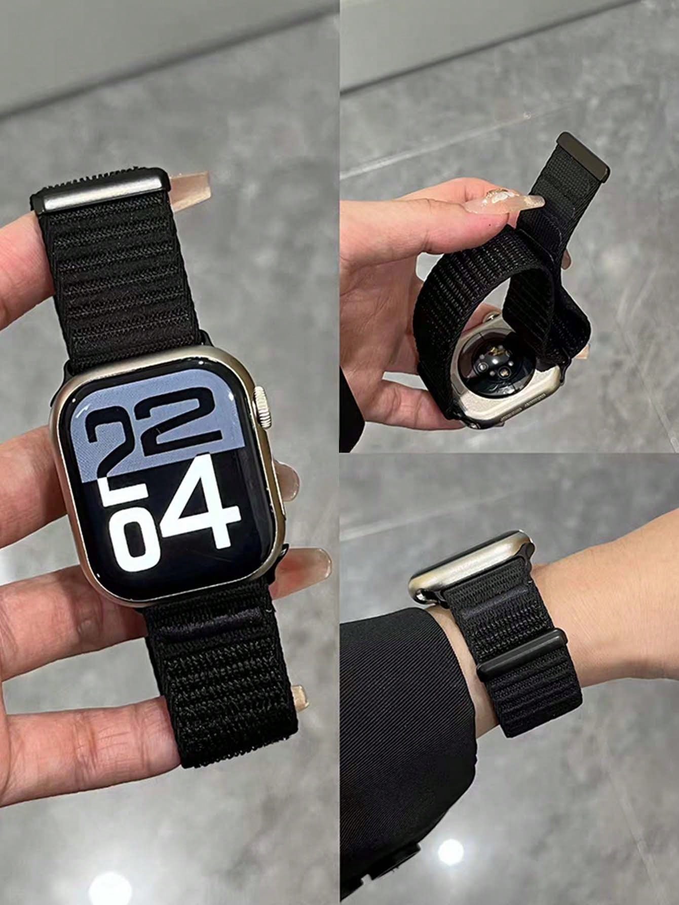 1pc Black Nylon Hook & Loop St - Yoga Fitness Watch ulasan dan harga