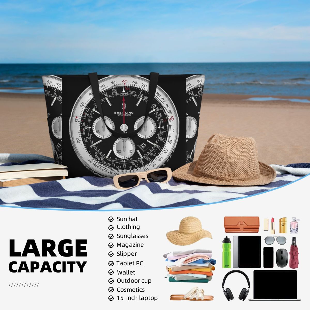 Black Luxury Watch Face Beach  - Yoga Fitness Watch ulasan dan harga